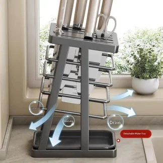 New Kitchen Utensils Storage Holder Square Space Saving Cutting Tool Storage Rack Countertop Drainage Plating Multifunctional