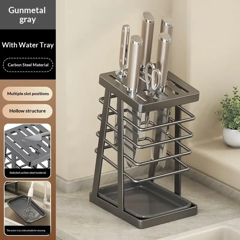New Kitchen Utensils Storage Holder Square Space Saving Cutting Tool Storage Rack Countertop Drainage Plating Multifunctional - Imagen 8