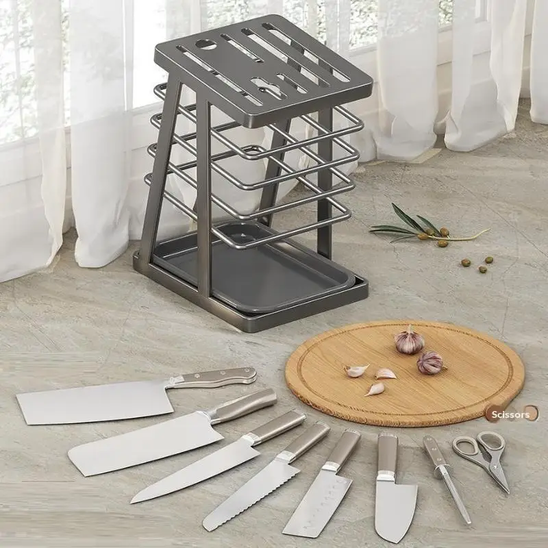 New Kitchen Utensils Storage Holder Square Space Saving Cutting Tool Storage Rack Countertop Drainage Plating Multifunctional - Imagen 3