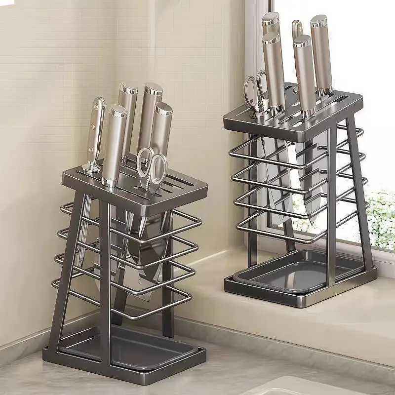 New Kitchen Utensils Storage Holder Square Space Saving Cutting Tool Storage Rack Countertop Drainage Plating Multifunctional - Imagen 2