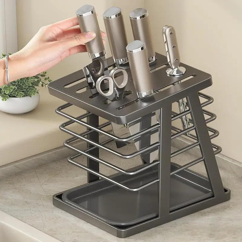 New Kitchen Utensils Storage Holder Square Space Saving Cutting Tool Storage Rack Countertop Drainage Plating Multifunctional - Imagen 4