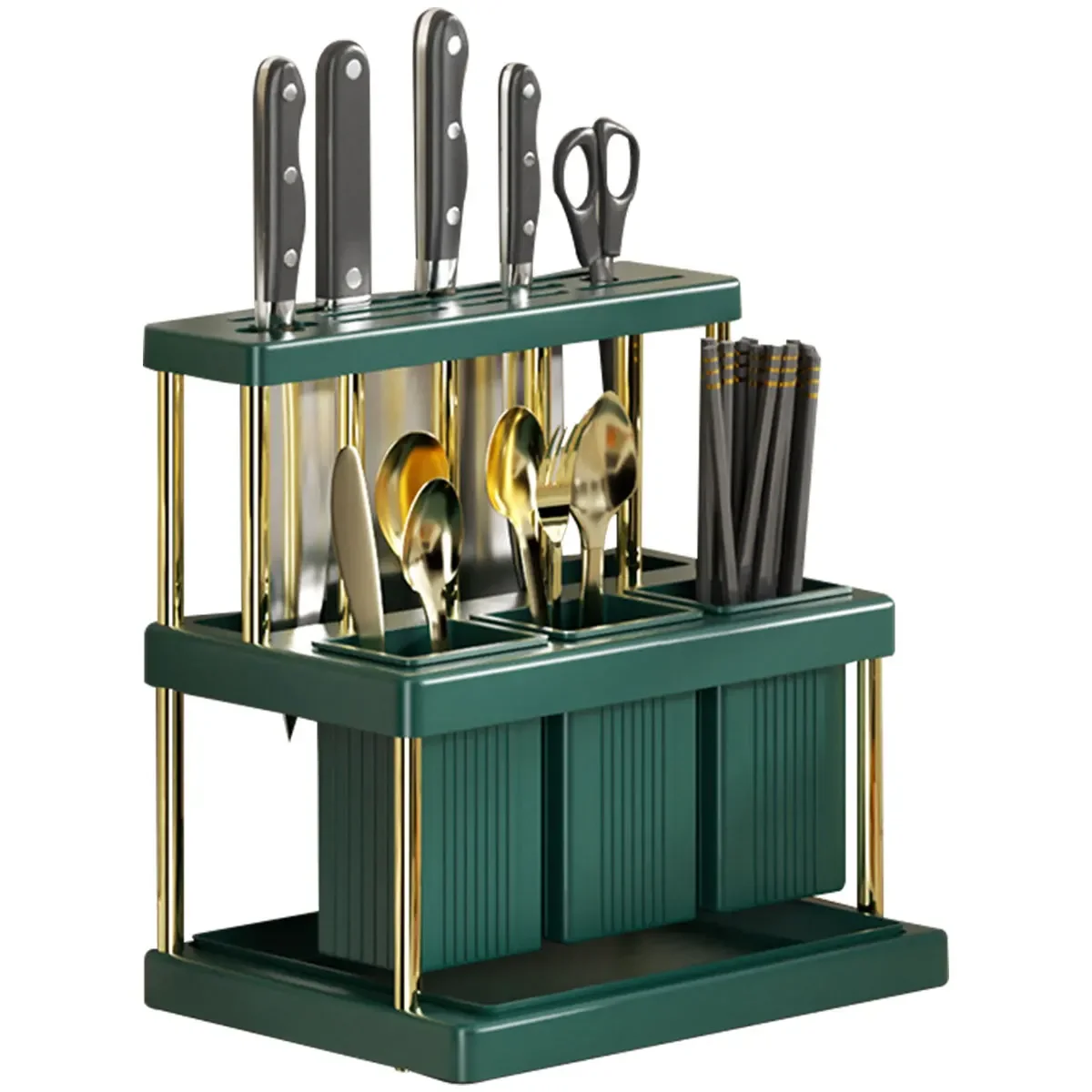 Kitchen Knife Holder Multi-Function Cutter and Cutlery Drainer Rack PP Space Saving Kitchen Utensil Organizer Rack New - Imagen 4