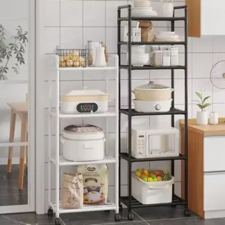 Metal Storage Rack with Wheels Wire Shelving Closet Organizer Bathroom Laundry Storage Cart Rolling Kitchen Utility Cart